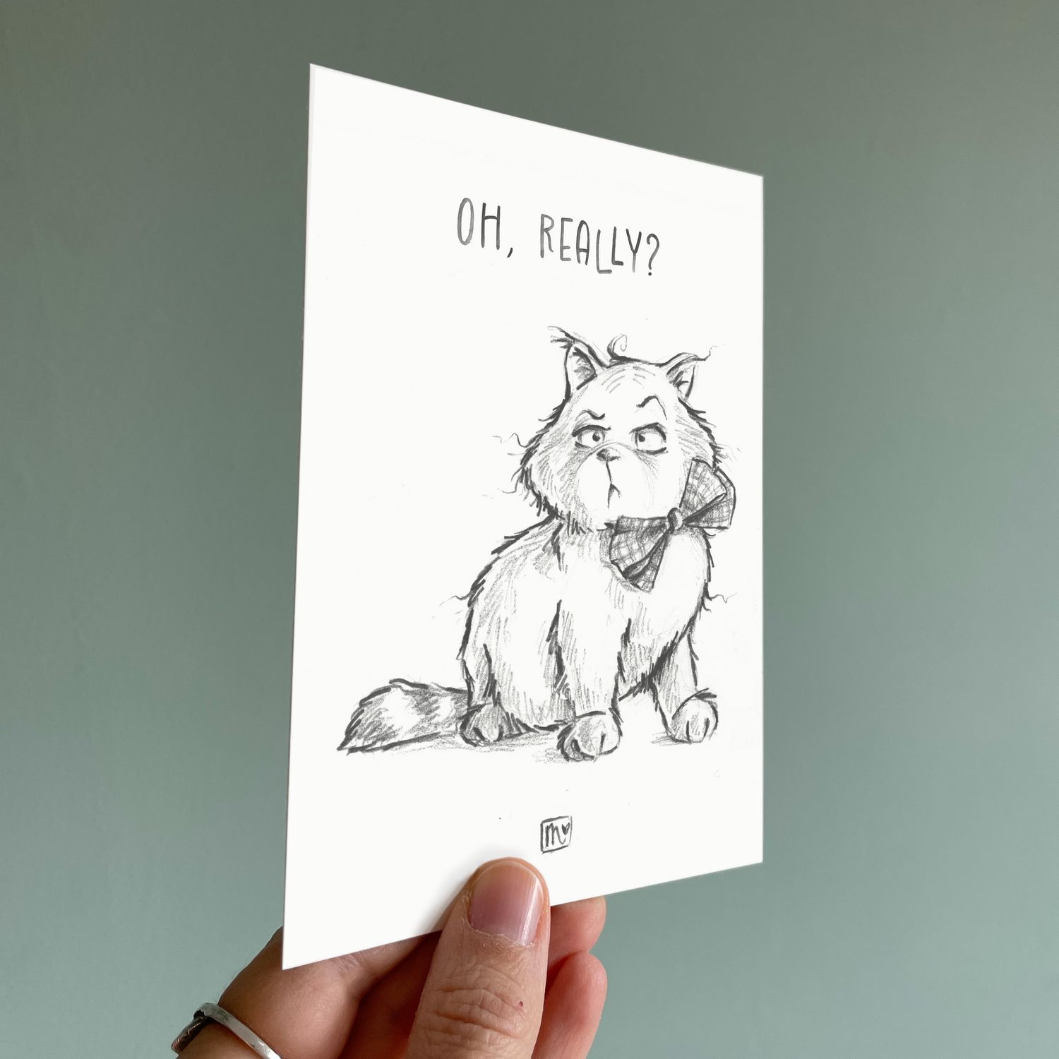 Postkarte Oh, really? Cat , Kunstdruck
