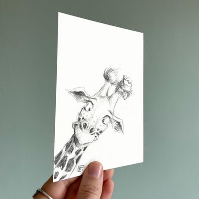 Postkarte Giraffe Skizze - Kunstdruck