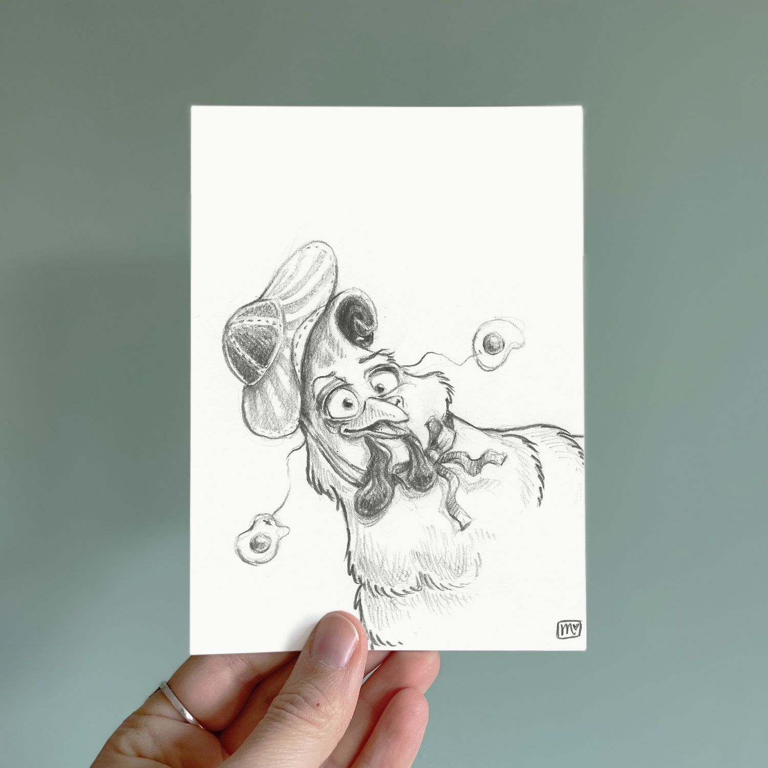 Postkarte Huhn Skizze - Kunstdruck
