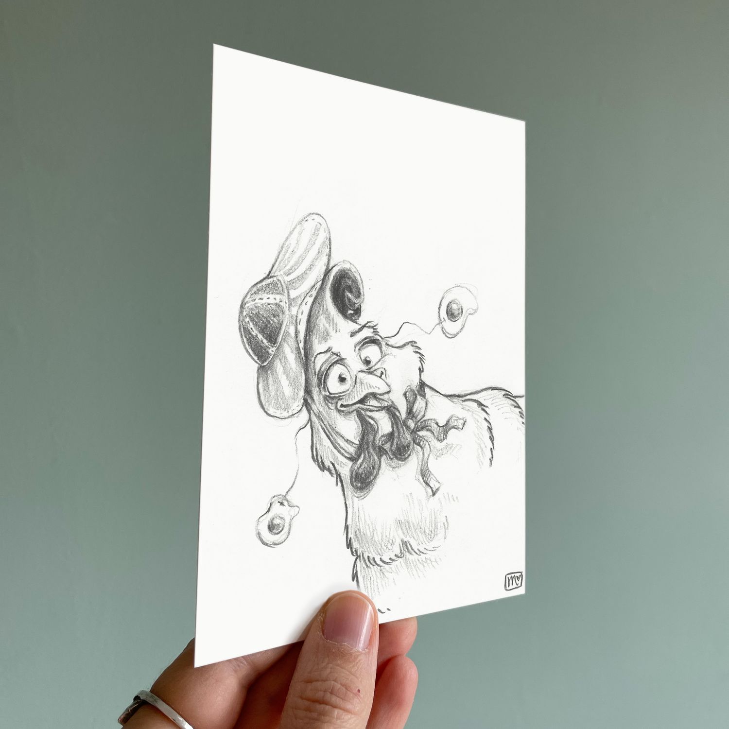 Postkarte Huhn Skizze - Kunstdruck
