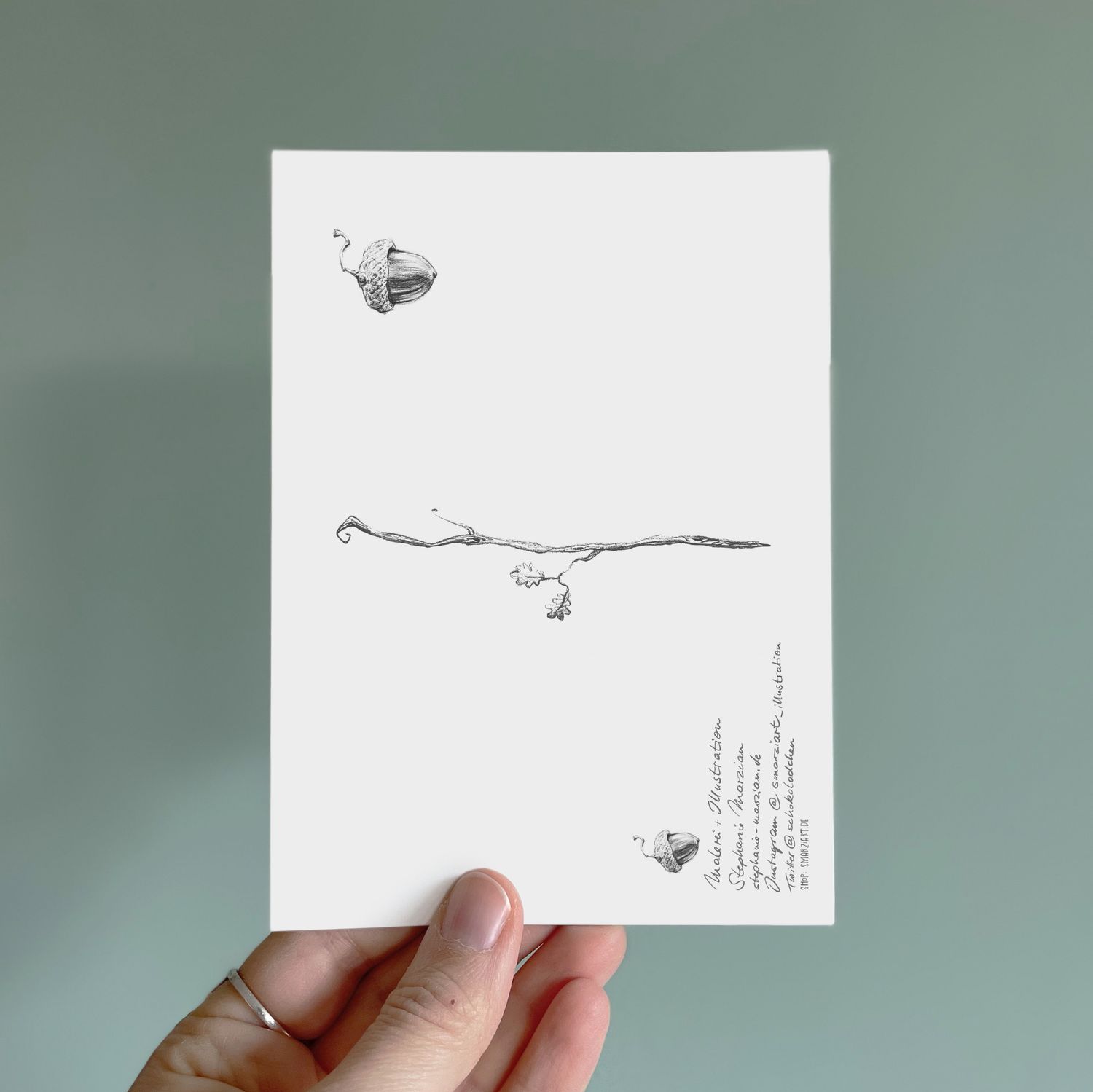 Postkarte Mistel-Maus - farbiger Kunstdruck zum Thema Advent und Weihnachten
