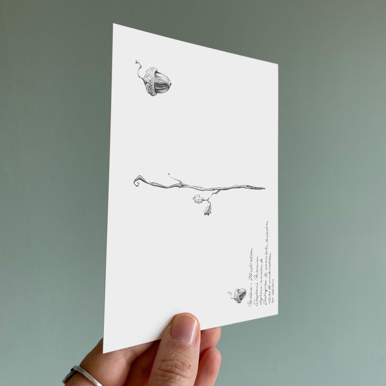 Postkarte Mistel-Maus - farbiger Kunstdruck zum Thema Advent und Weihnachten