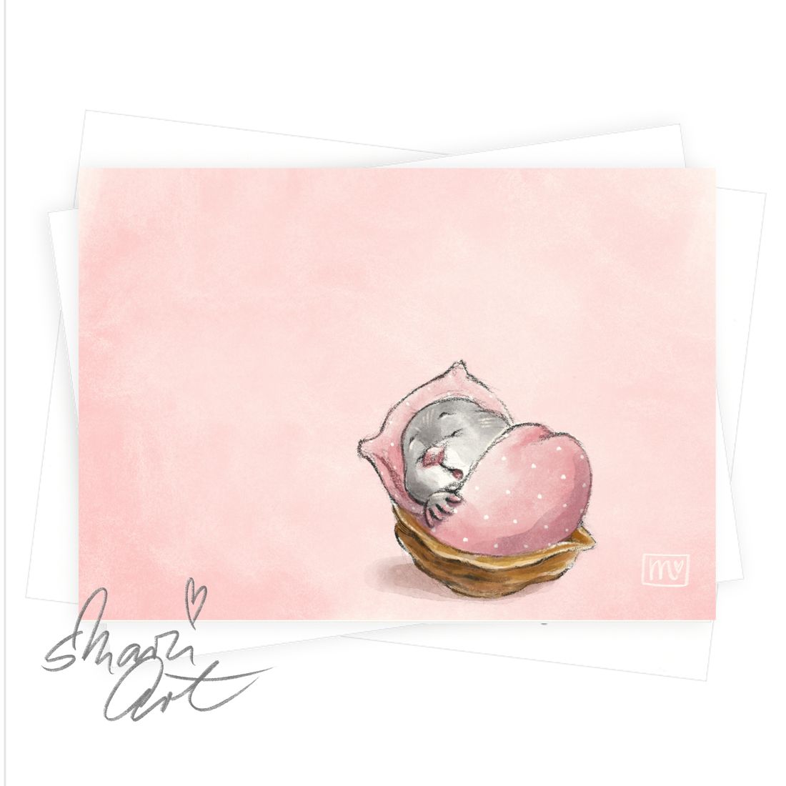 Postkarte Sleepy Cutie - Grußkarte zum Thema Geburt auf Naturkarton