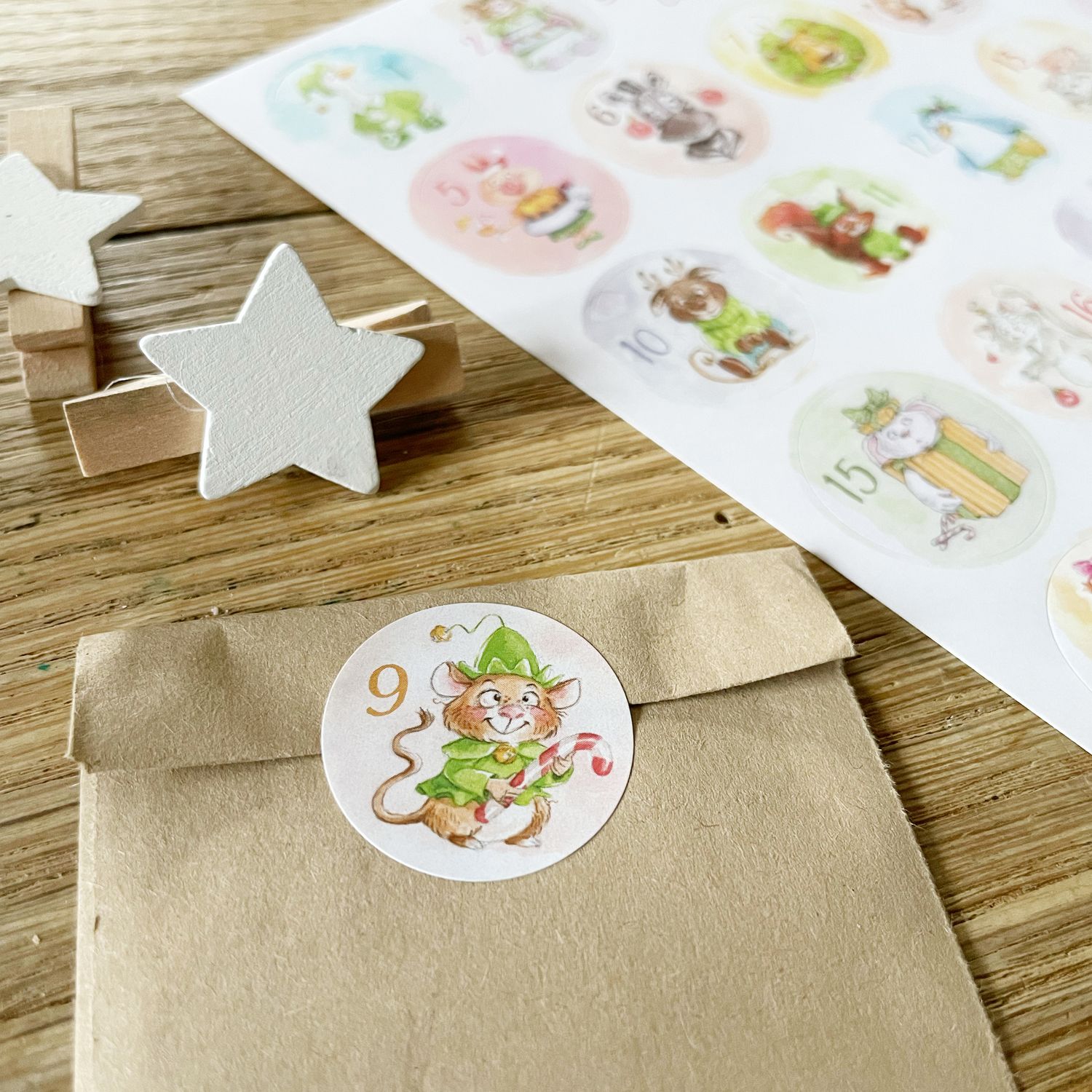 Stickerbogen sMarziART Adventskalender - 30 Aufkleber