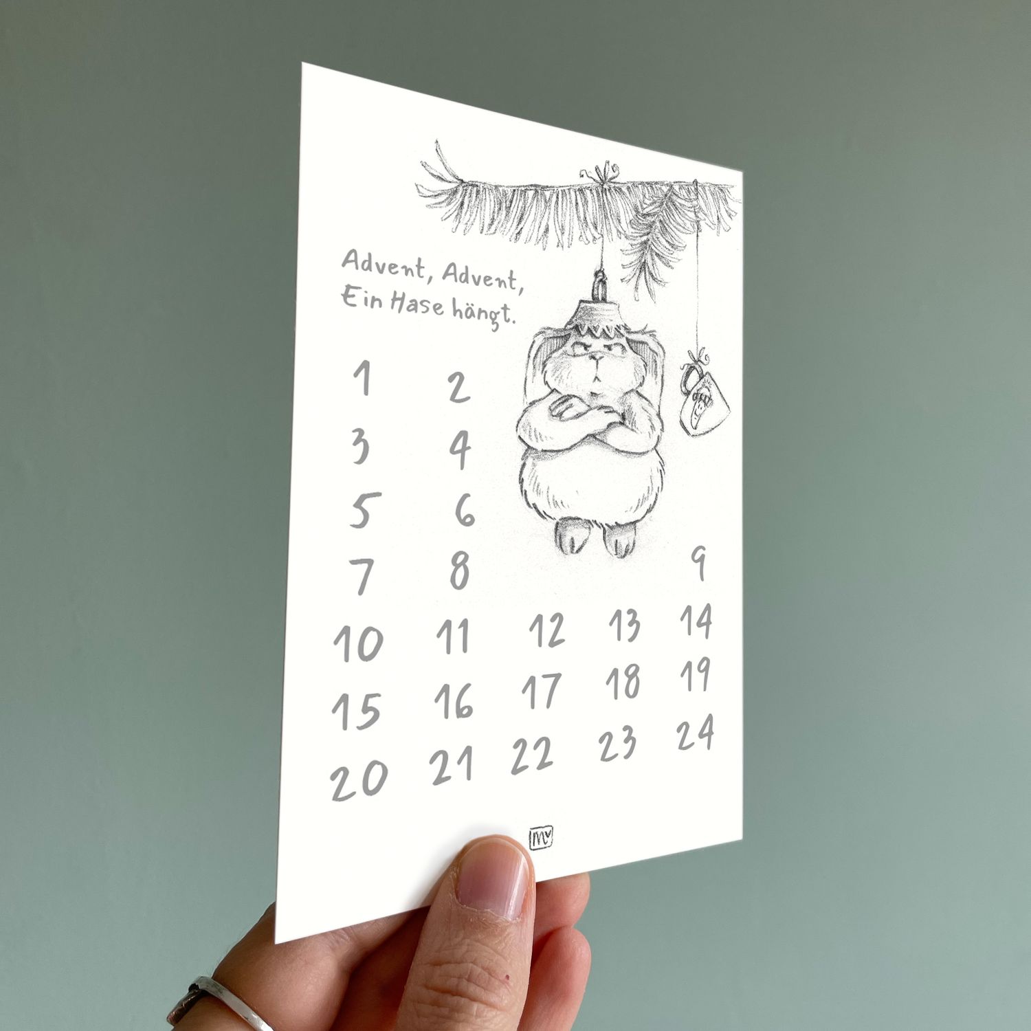 Postkarte Ankreuzkalender - Adventskalender Nein-Ninchen