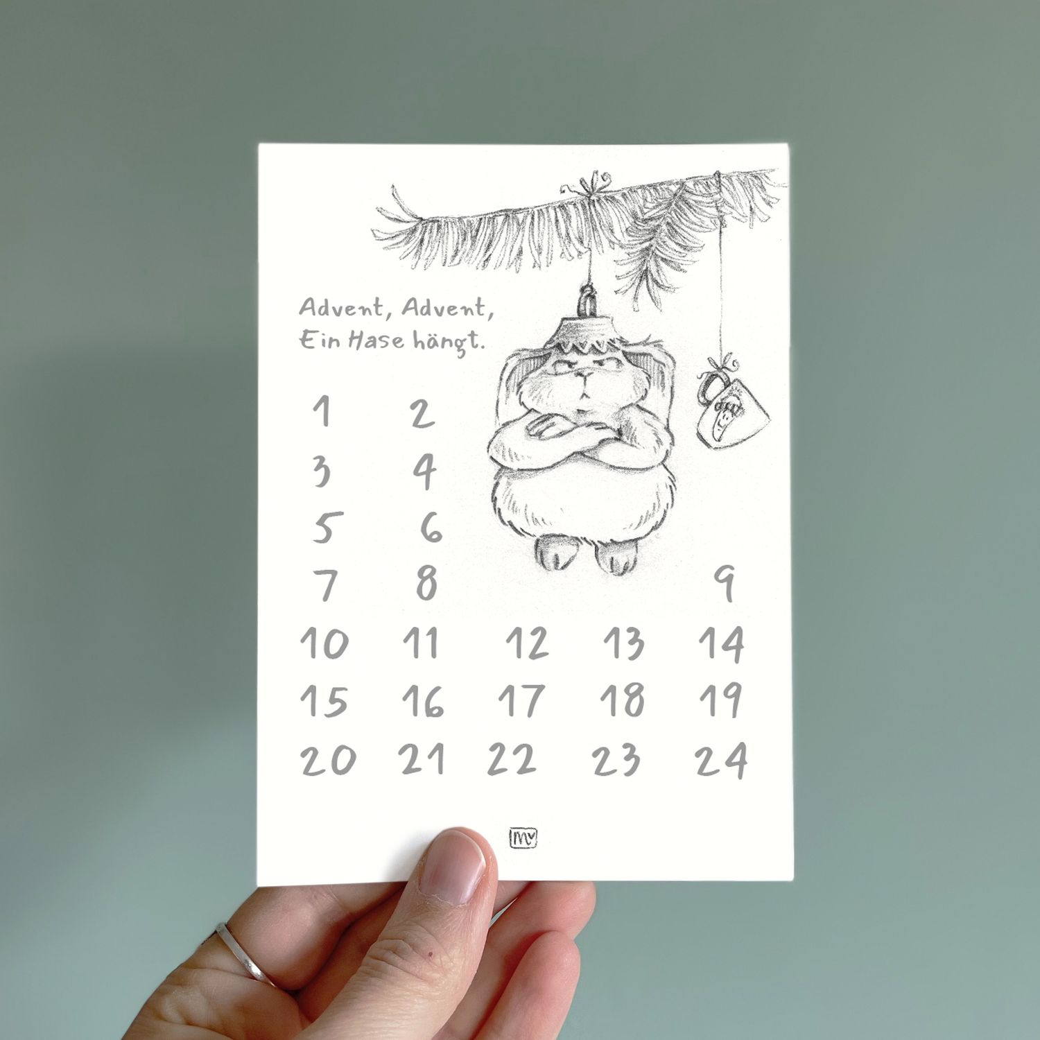 Postkarte Ankreuzkalender - Adventskalender Nein-Ninchen