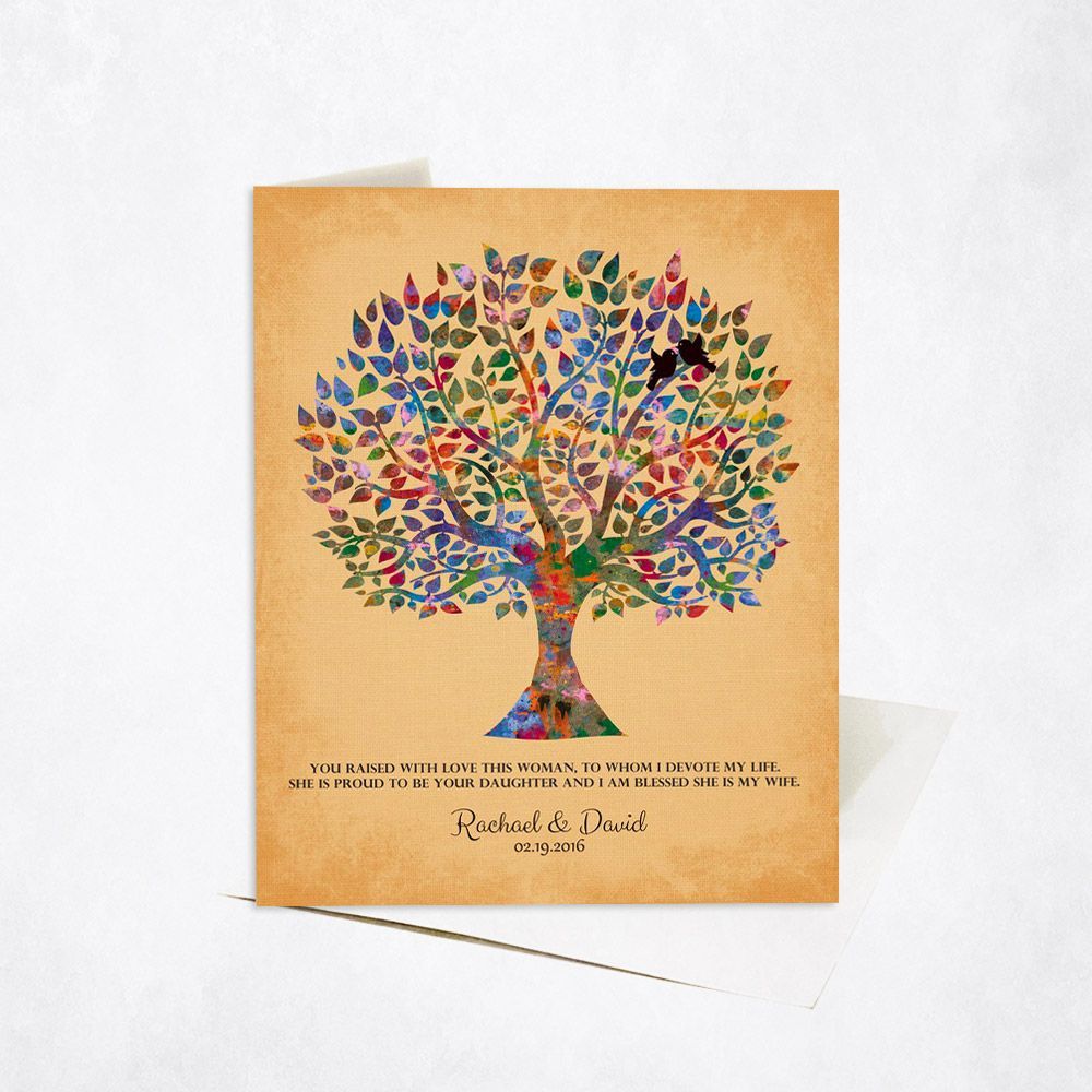 Watercolor Tree Wedding Card Gift for Mother Of The Bride C-1259