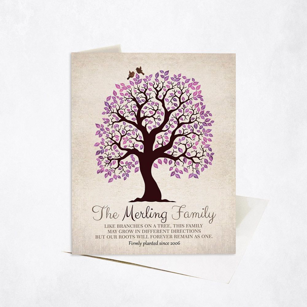 Purple Artful Tree Anniversary Card Gift for Couple C-1251
