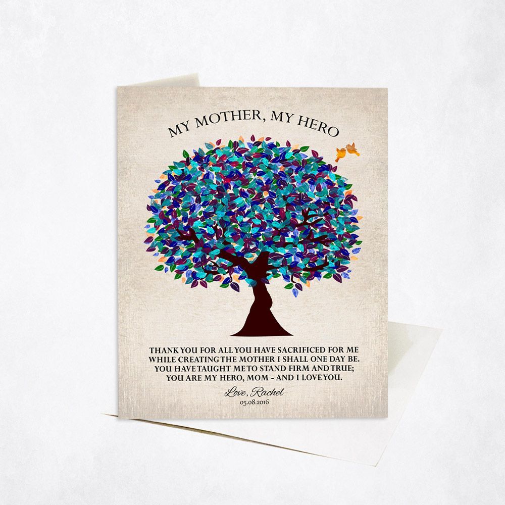 Peacock Tree Family Stationery Card For Mom C-1224
