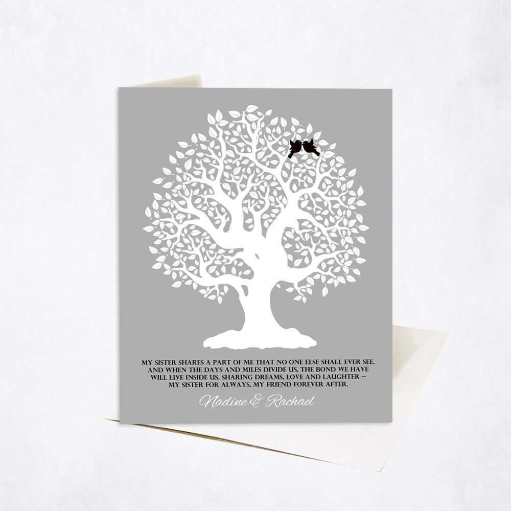 White Knotty Tree Wedding Card Gift for Sister C-1121