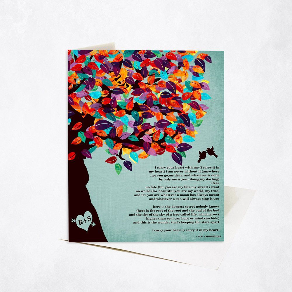 Half Spring Tree Anniversary Card Gift for Couple C-1263