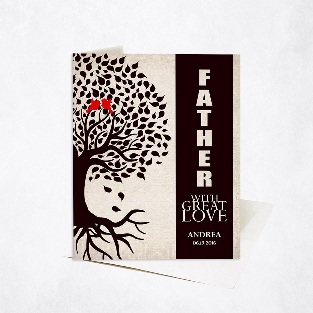 Father Side Tree With Roots Family Stationery Card For Dad C-1228