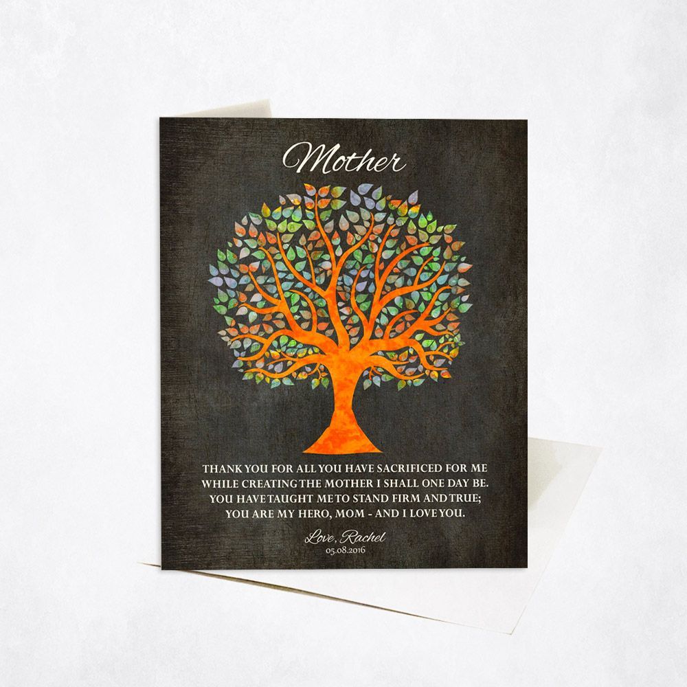 Artful Tree Silhouette Family Stationery Card For Mom C-1222