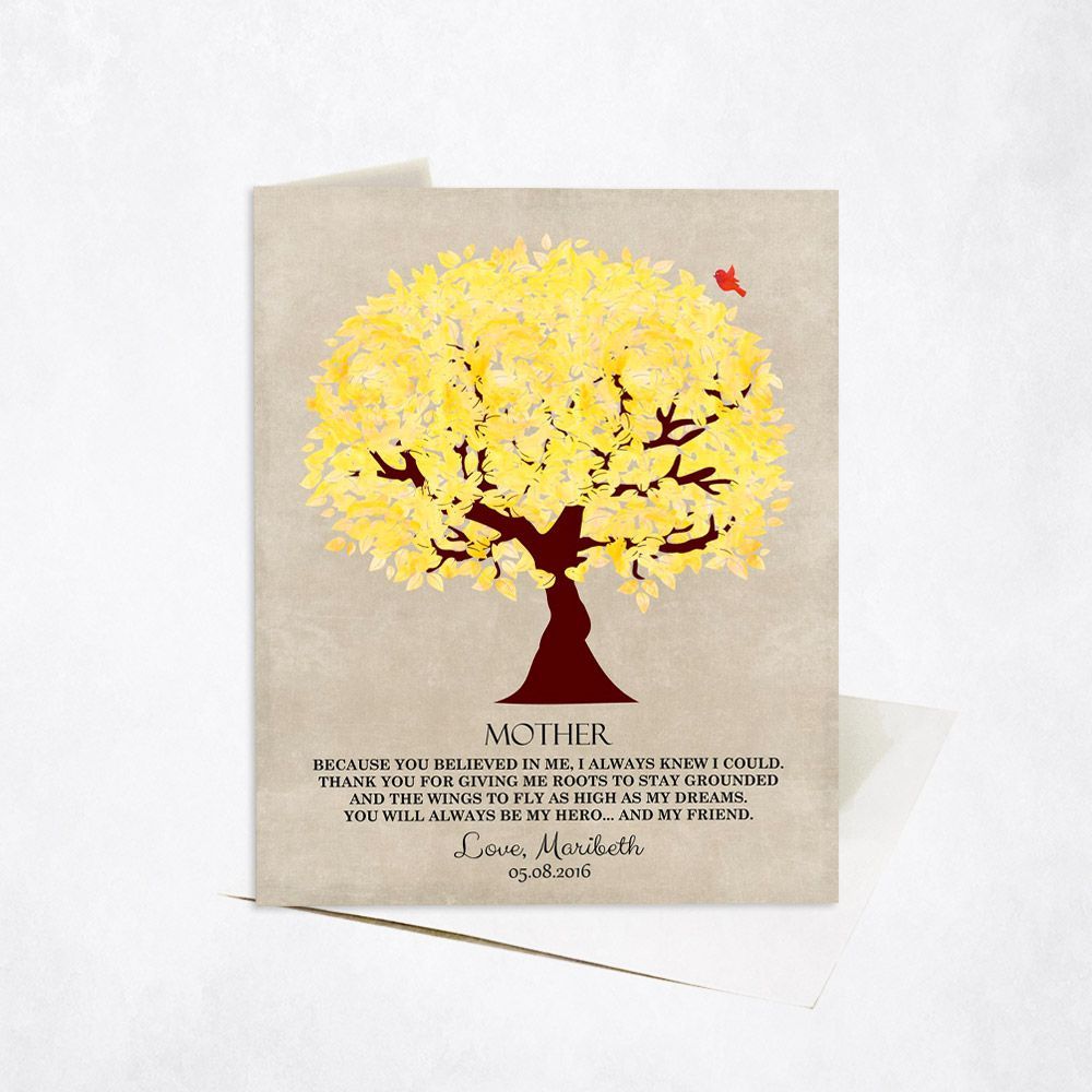 Yellow Tree Family Stationery Card For Mother C-1240