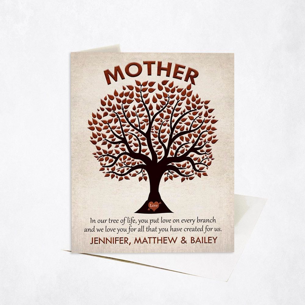 Mother Tree Silhouette Family Stationery Card For Mom C-1221