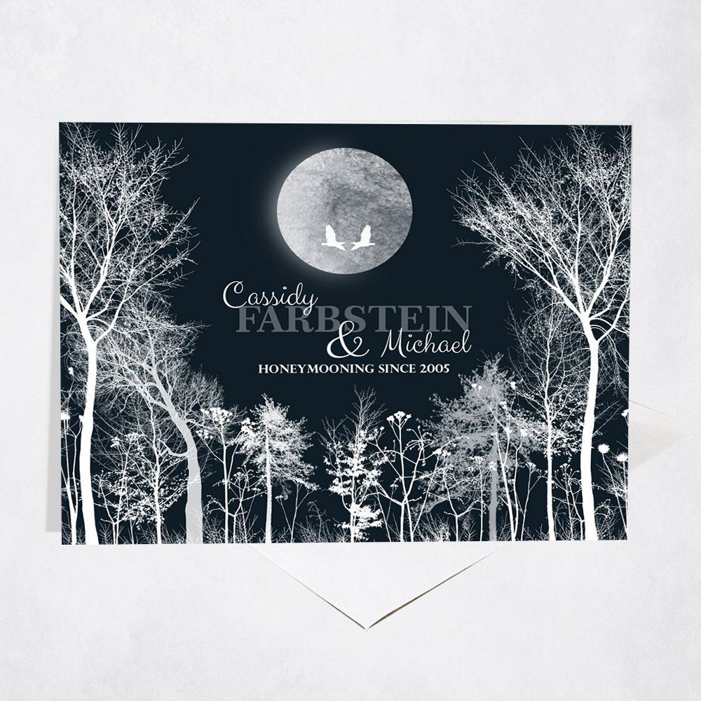 #1 Best Seller - Full Moon Tree Forest Anniversary Card Gift for Couple C-1148