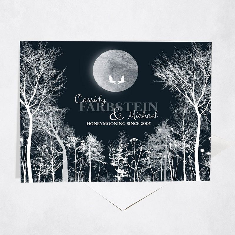 #1 Best Seller - Full Moon Tree Forest Anniversary Card Gift for Couple C-1148
