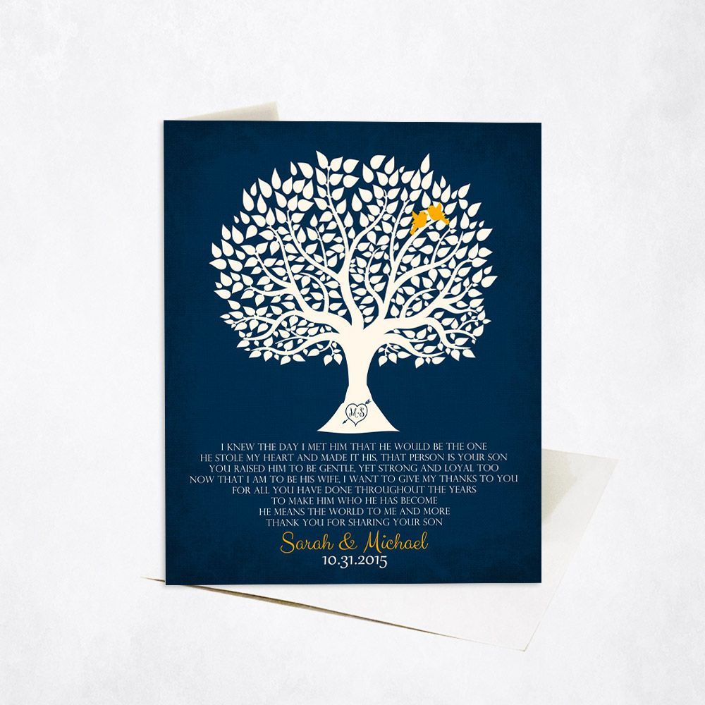Tree Silhouette on Linen Wedding Card Gift for Mother Of The Groom C-1115