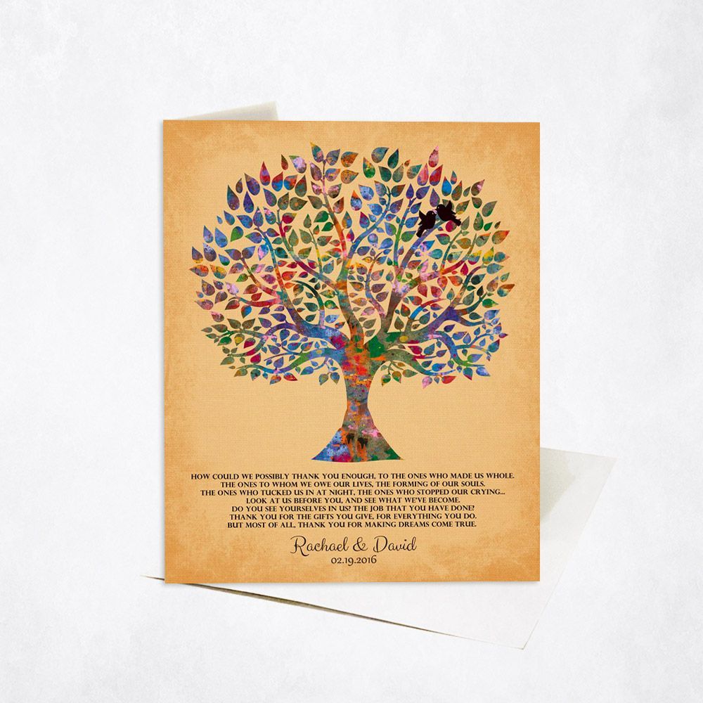 #1 Best Seller - Watercolor Tree Wedding Card Gift for Parents C-1258
