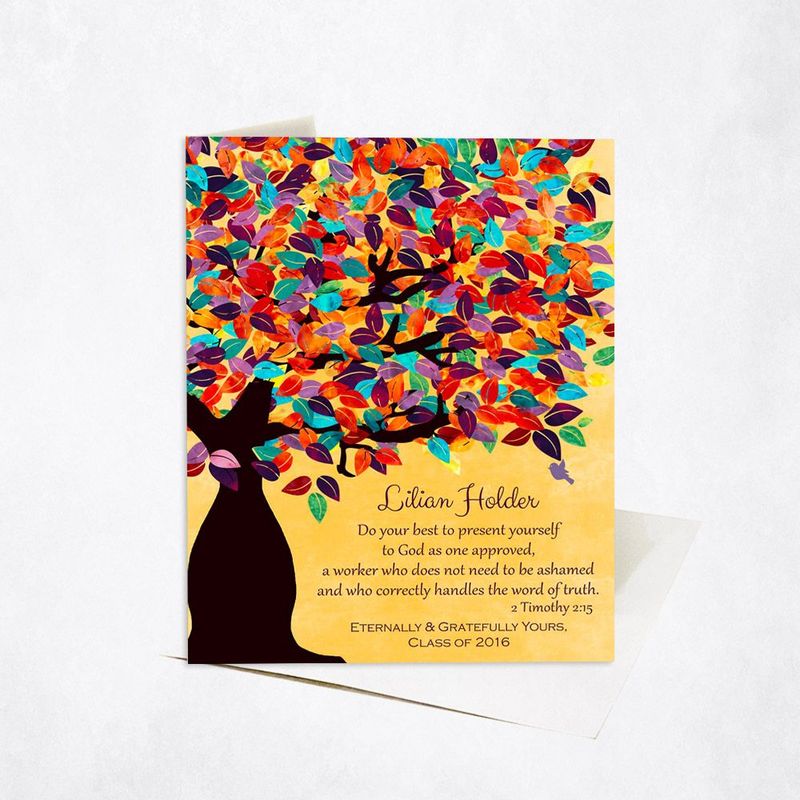 Colorful Spring Tree Teacher Appreciation Card Gift for Educator C-1231