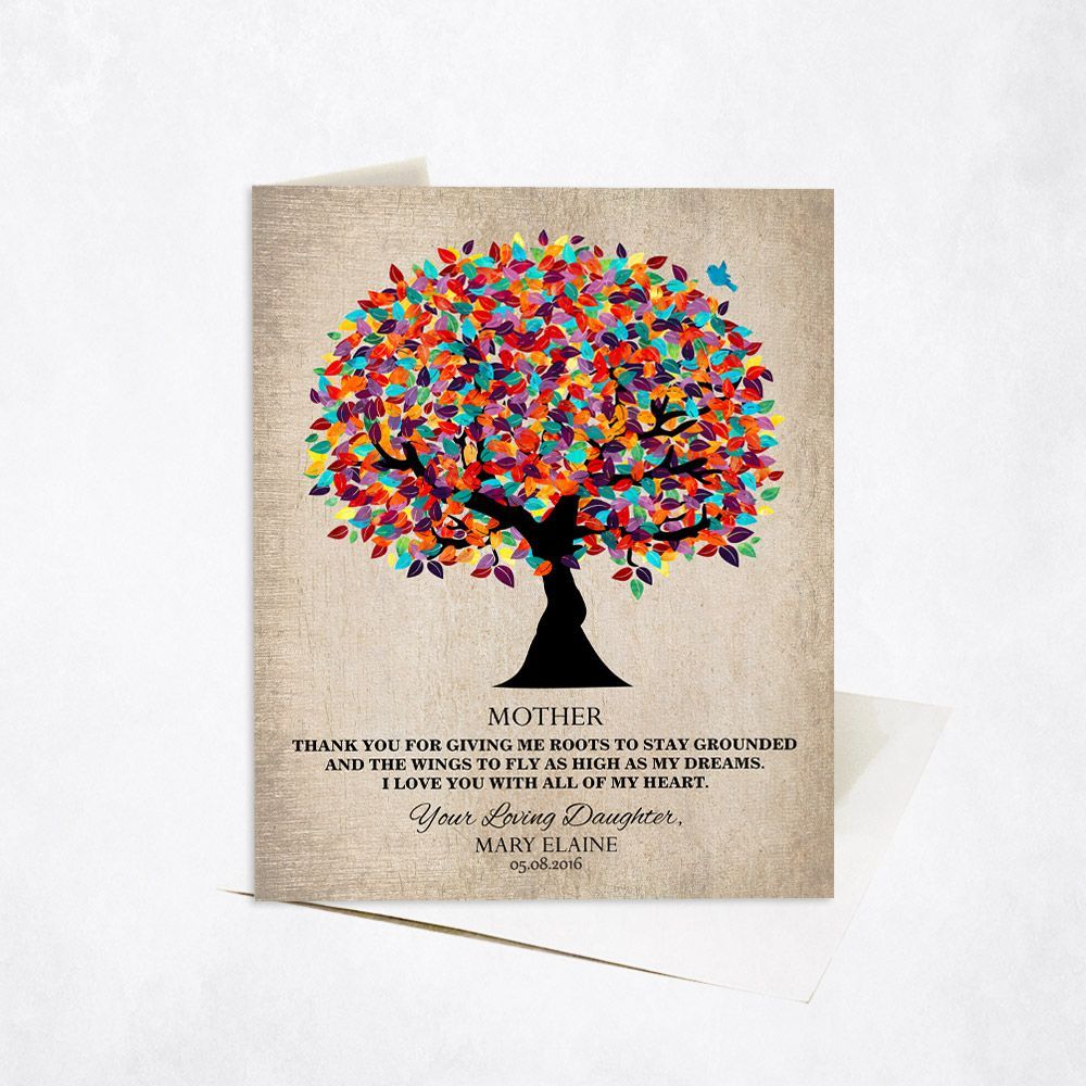 Colorful Spring Tree Family Stationery Card For Mom C-1223