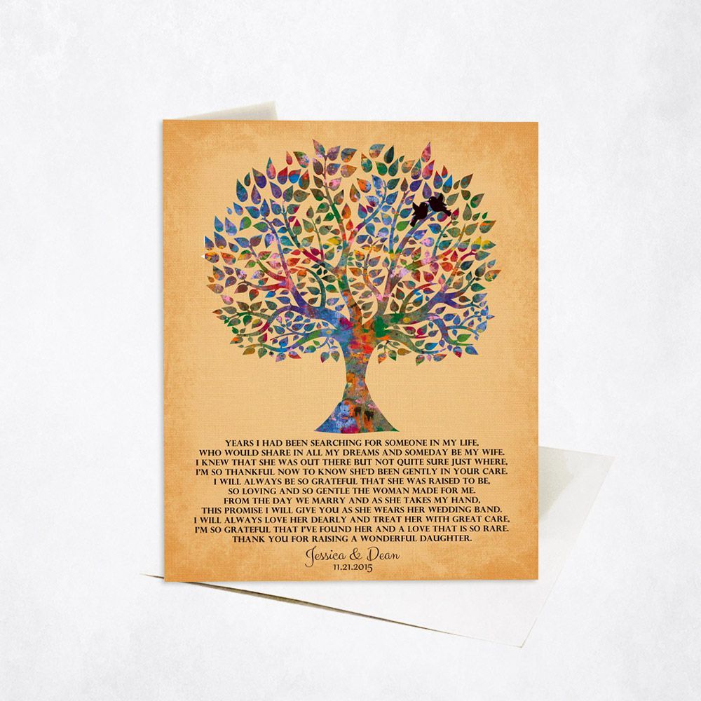 Watercolor Tree Wedding Card Gift for Mother Of The Bride C-1256