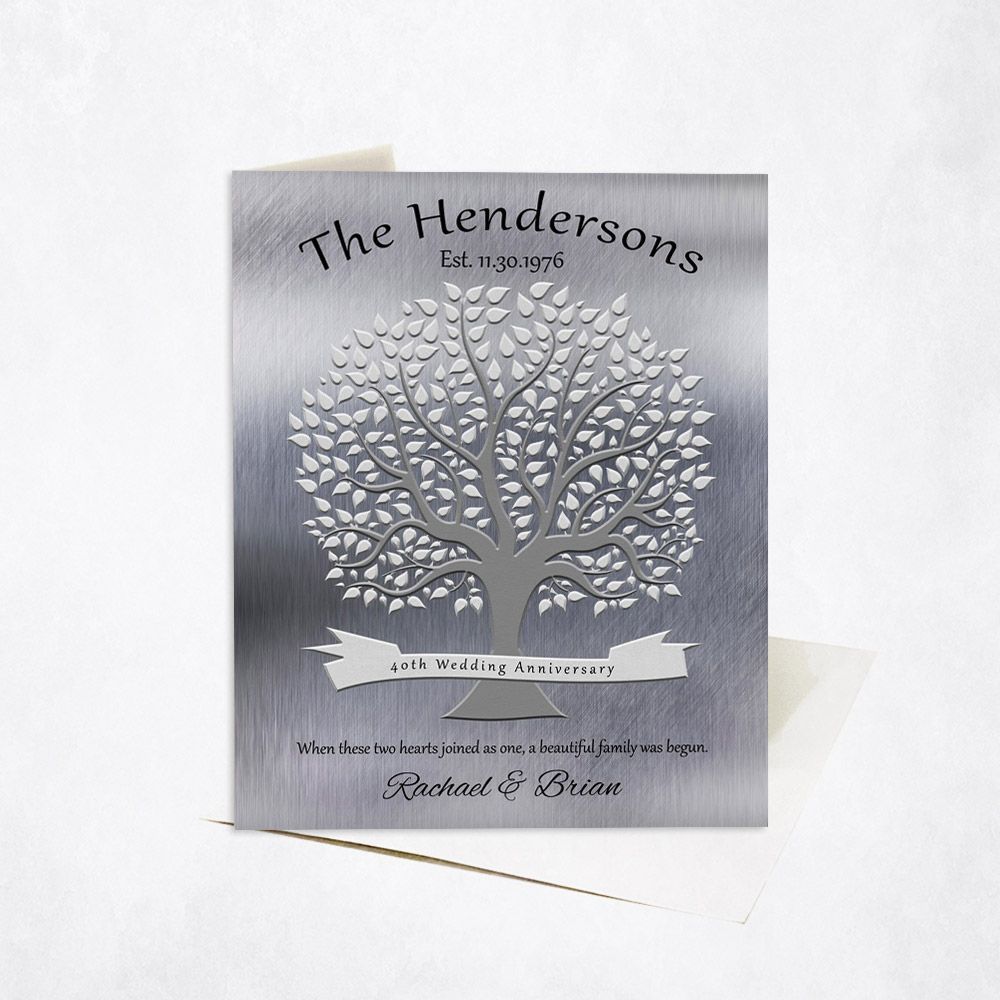 Tin Tree Silhouette 40th Anniversary Card Gift for Couple C-1347