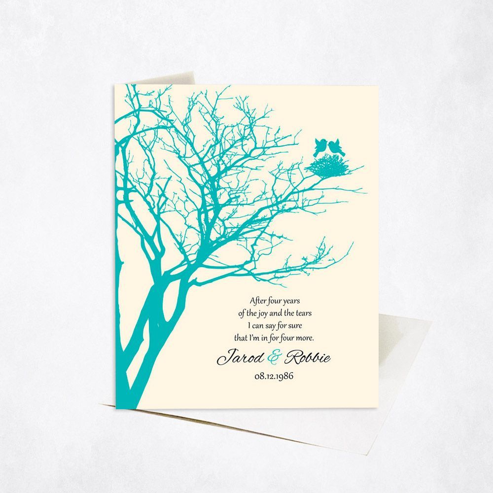 Branchy Tree with Nest 4th Anniversary Card Gift for Couple C-1367