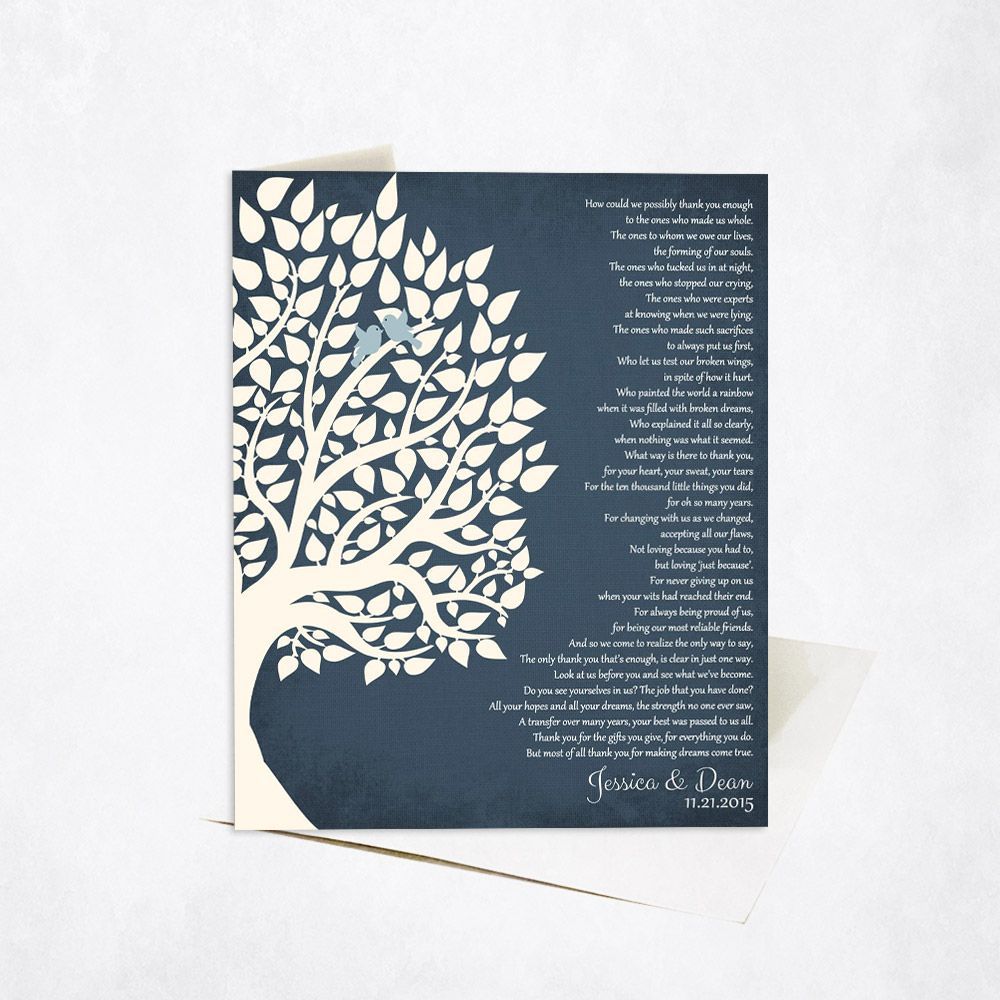 #1 Best Seller - Half Tree Silhouette Wedding Card Gift for Parents C-1132