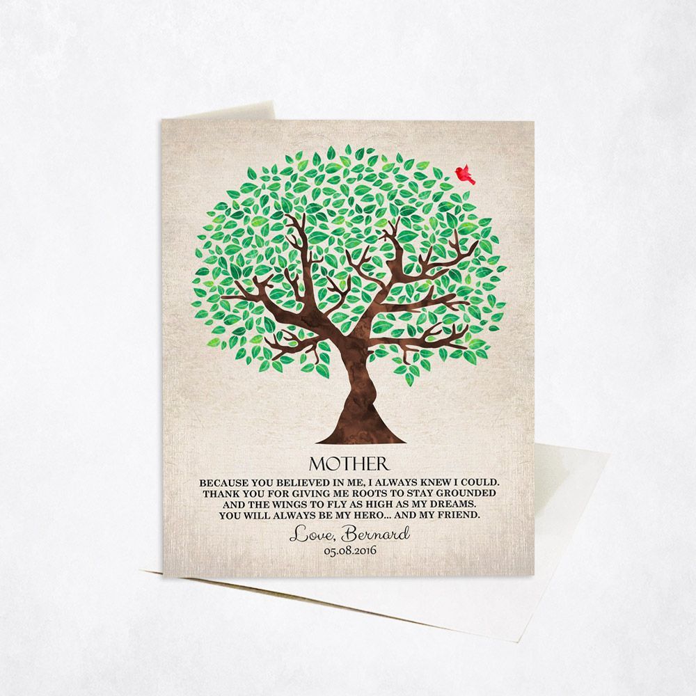 Green Tree Family Stationery Card For Mother C-1243