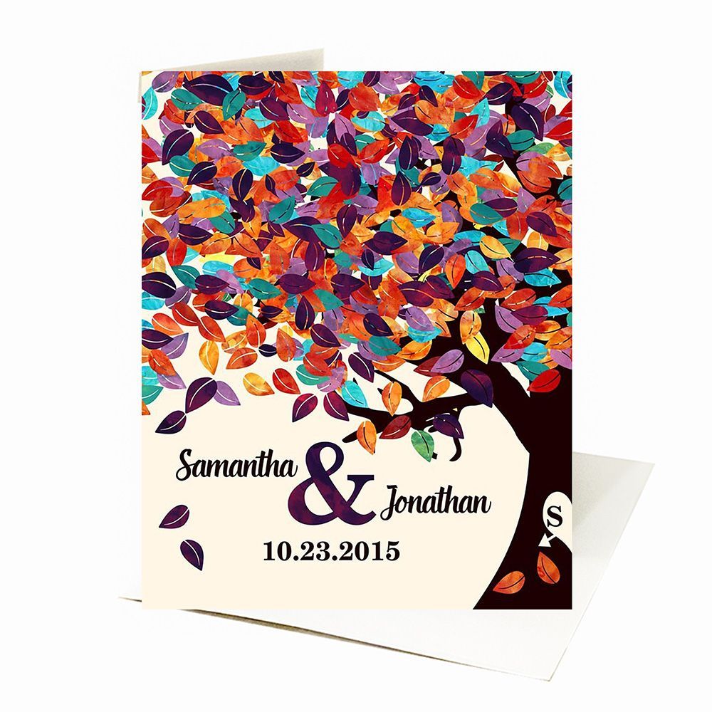 Colorful Half Spring Tree Anniversary Card Gift for Couple C-1194