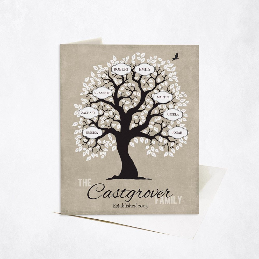 Artful Tree with Name Labels Anniversary Card Gift for Couple C-1200