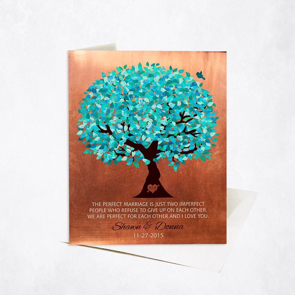 Copper Canopy Tree 7th Anniversary Card Gift for Couple C-1172