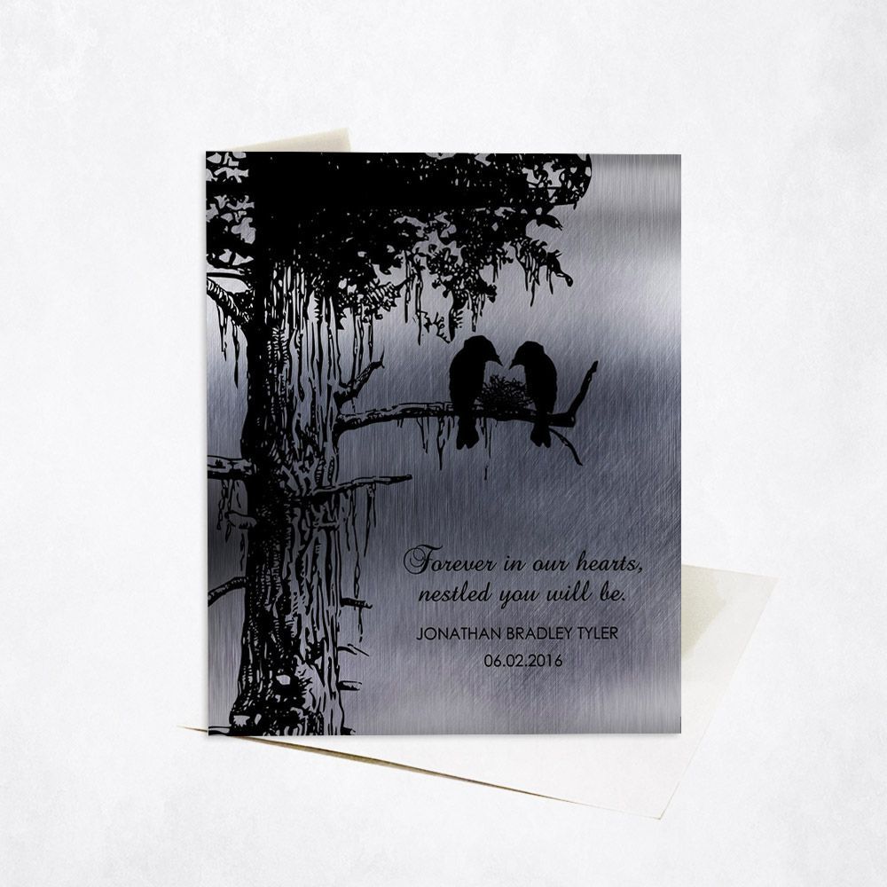 Tin Dark Sequoia Tree Memorial Card Gift for Bereaved Parents C-1355