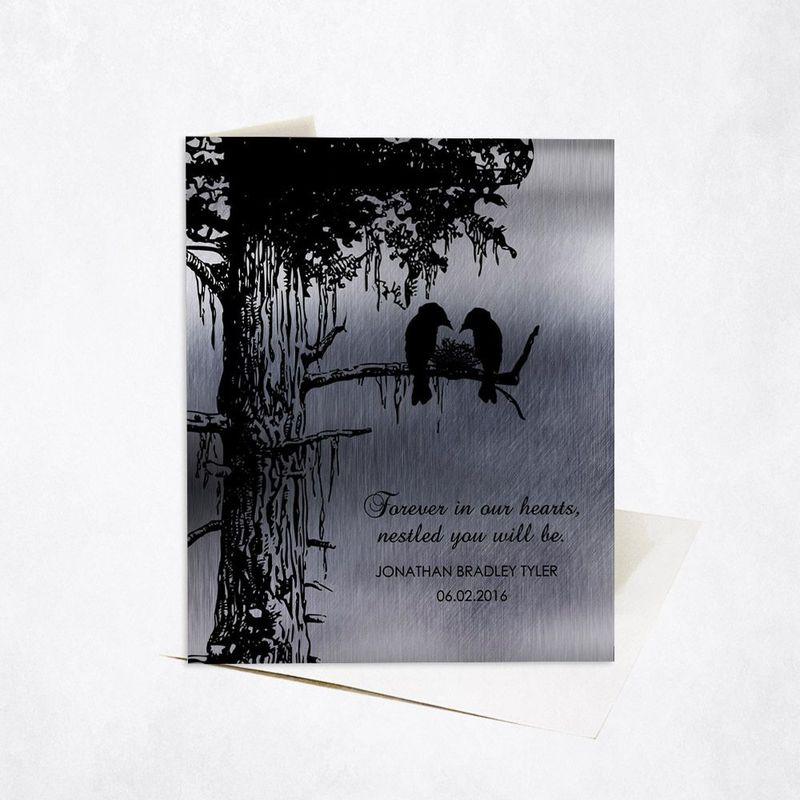 Tin Dark Sequoia Tree Memorial Card Gift for Bereaved Parents C-1355