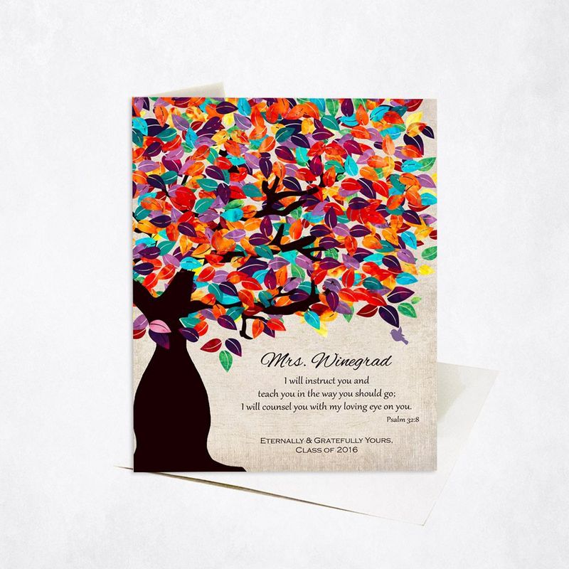 Colorful Spring Tree Teacher Appreciation Card Gift for Educator C-1235