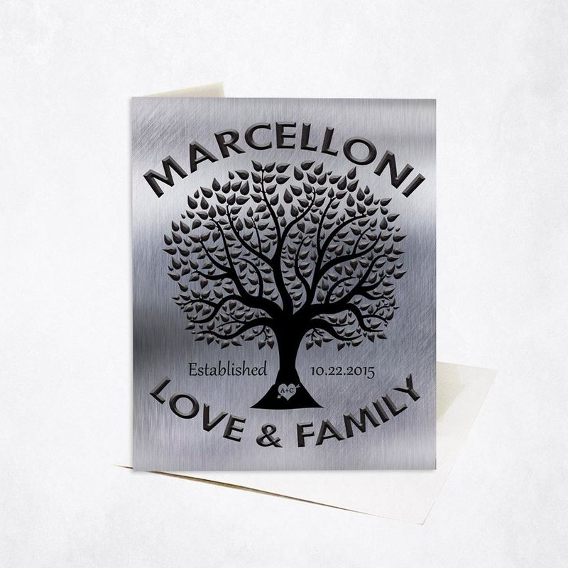 #1 Best Seller - Tin Black Tree Family Name 10th Anniversary Card Gift for Couple C-1213