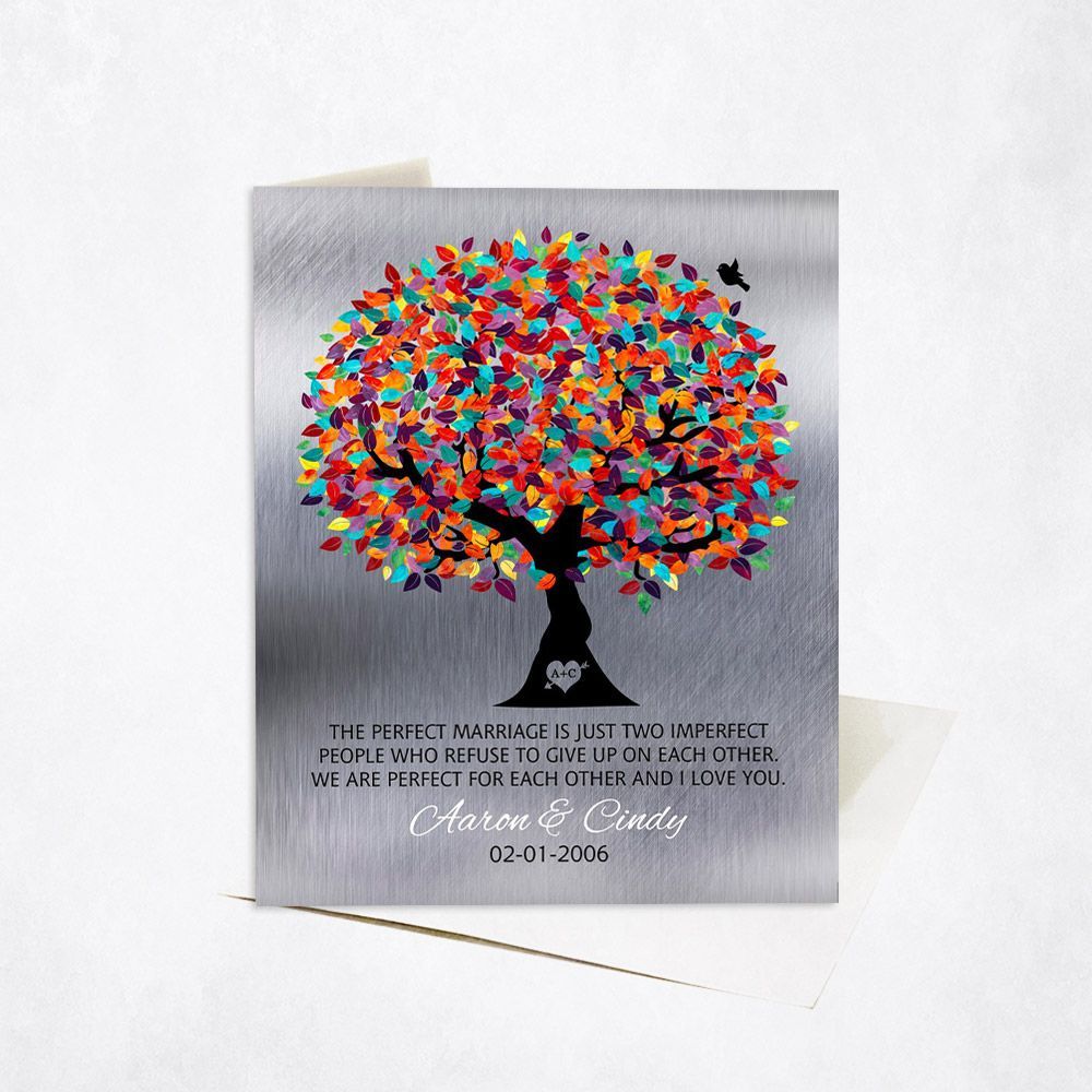 Tin Colorful Spring Tree 10th Anniversary Card Gift for Couple C-1208