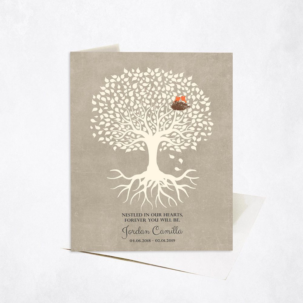 White Tree with Roots Memorial Card Gift for Bereaved Parents C-1197