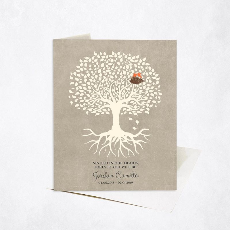 White Tree with Roots Memorial Card Gift for Bereaved Parents C-1197