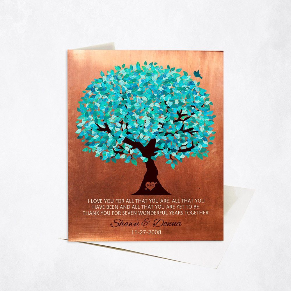 #1 Best Seller - Copper Canopy Tree 7th Anniversary Card Gift for Couple C-1179