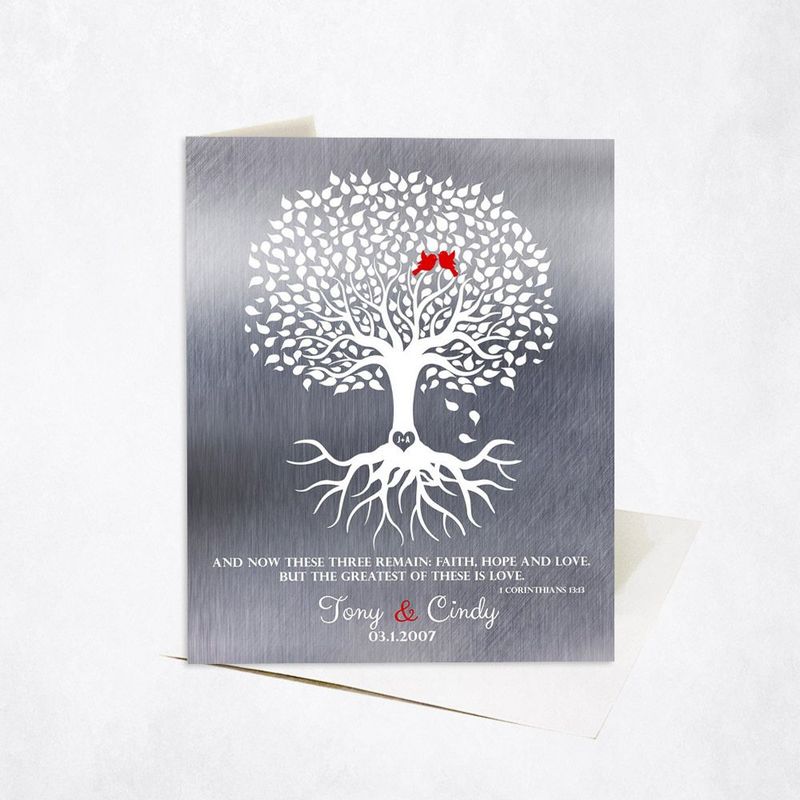 #1 Best Seller - Tin White Rooted Tree 10th Anniversary Card Gift for Couple C-1216