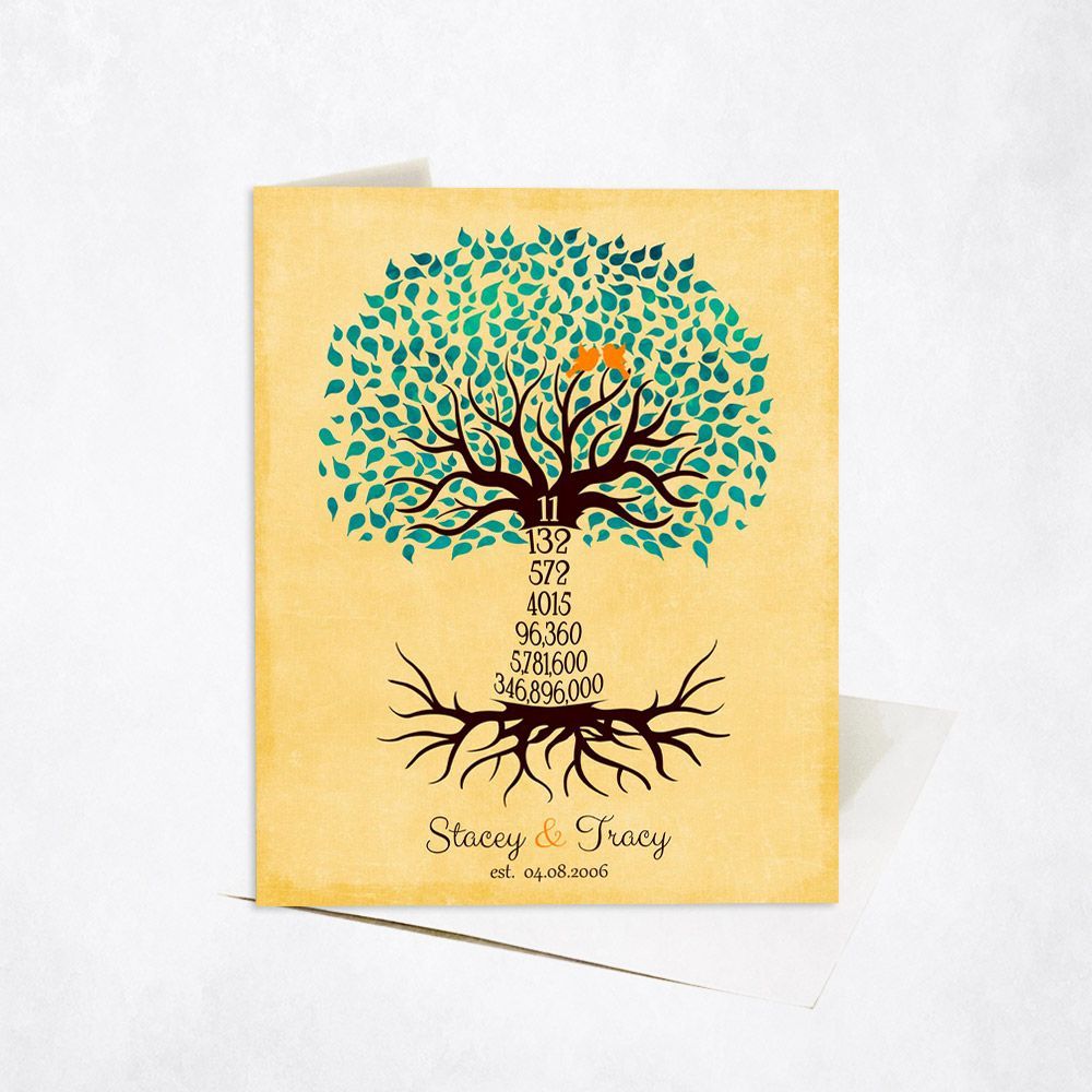 Countdown Tree 11th Anniversary Card Gift for Couple C-1441