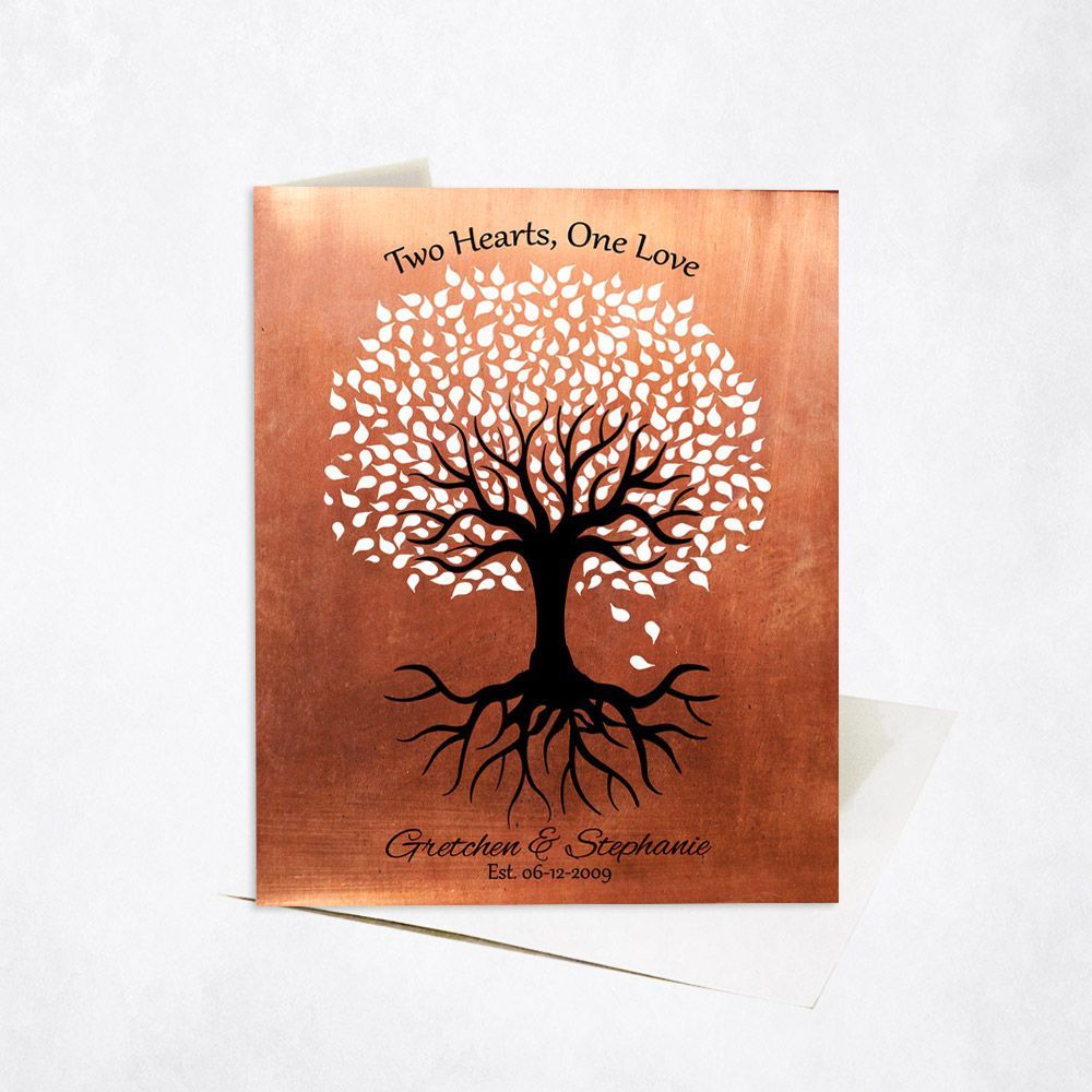 #1 Best Seller - Copper One Love Tree 7th Anniversary Card Gift for Couple C-1418