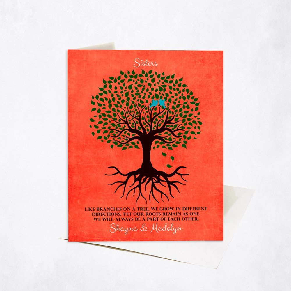 Tree with Roots Love Birds Wedding Card Gift for Sister C-1112