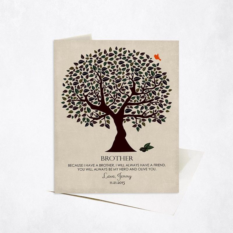 #1 Best Seller - Dark Olive Tree Wedding Card Gift for Brother C-1162