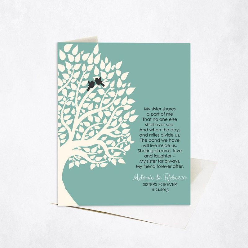 #1 Best Seller - Half Tree Sister Poem Wedding Card Gift for Sister C-1145