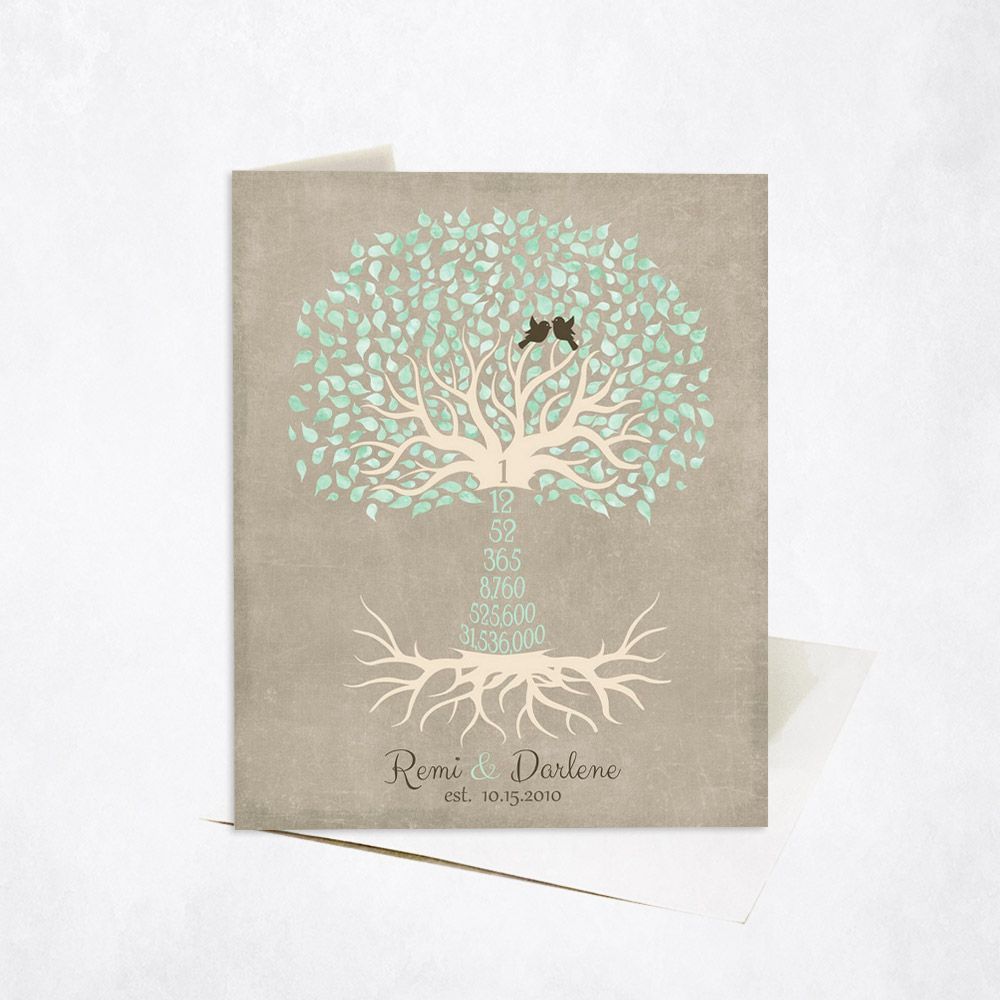 Countdown Tree 1st Anniversary Card Gift for Couple C-1430