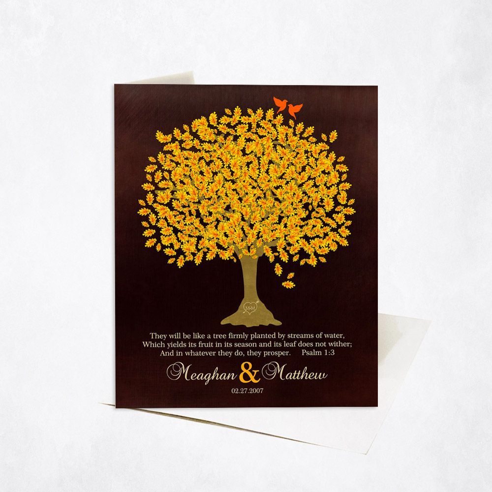 Golden Oak Tree Anniversary Card Gift for Couple C-1411