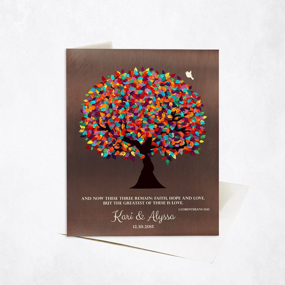 Bronze Colorful Spring Tree Anniversary Card Gift for Couple C-1393